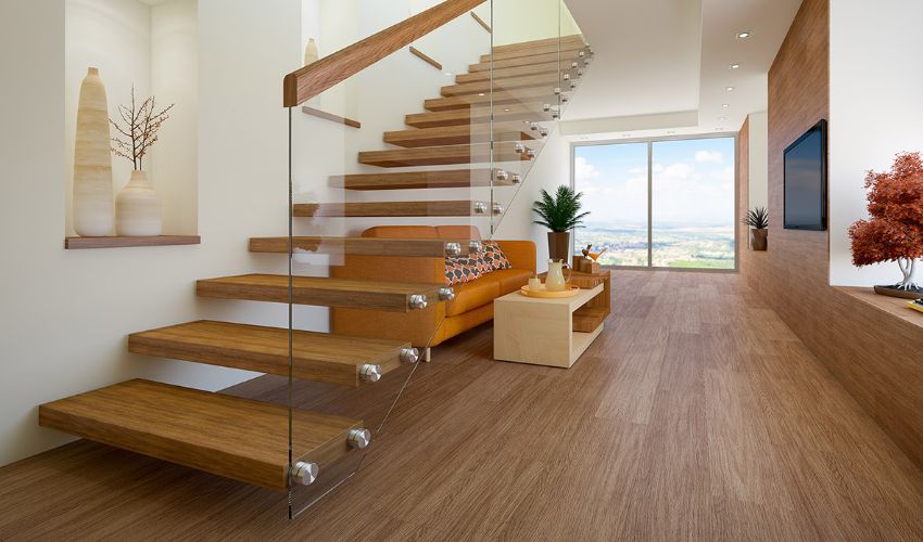 Vinyl flooring on stairs;